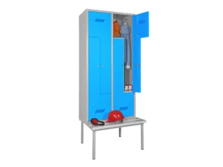 Z-garderobekast,HxBxD 2100x800x800mm,vak B 400mm,RAL7035,front RAL3000 - 1