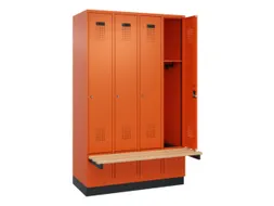 locker met bank,HxBxD 1950x1200x815mm,4vak,vak B 300mm,cilinderslot