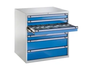 ladekast HxBxD 1000x1005x695mm 7laden vergrendeling RAL7035 RAL5012 - 1