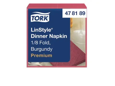 Tork 478189 Premium Linstyle Dinnerservet Bordeaux 1/8-vouw 700 Stuks