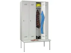 locker met bank,HxBxD 2150x1200x500mm,4vak,RAL7035,front RAL5012