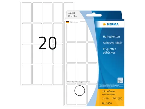 HERMA 2400 Universele etiketten 19x40mm Wit 640 stuks