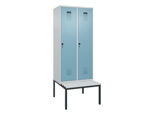 locker met bank,HxBxD 2120x800x815mm,2vak,vak B 400mm,draaigrendel