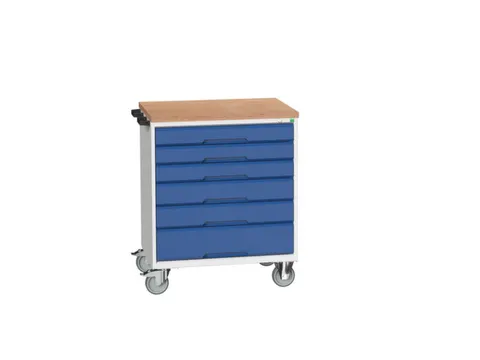 gereedschapswagen 980x800x600mm multiplexblad 6 laden RAL7035+RAL5010