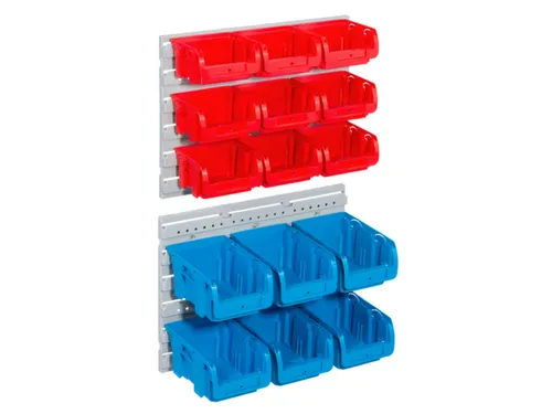 sleufplaat m. bakken,HxBxD 340x385x130mm,15bakken,bakken ROOD/BLAUW