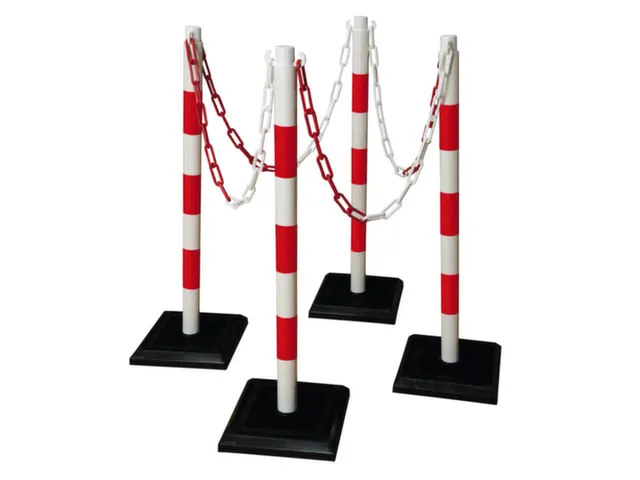 set kettingstaanders,4staanders,12,5m ketting,HxØ 900x50mm