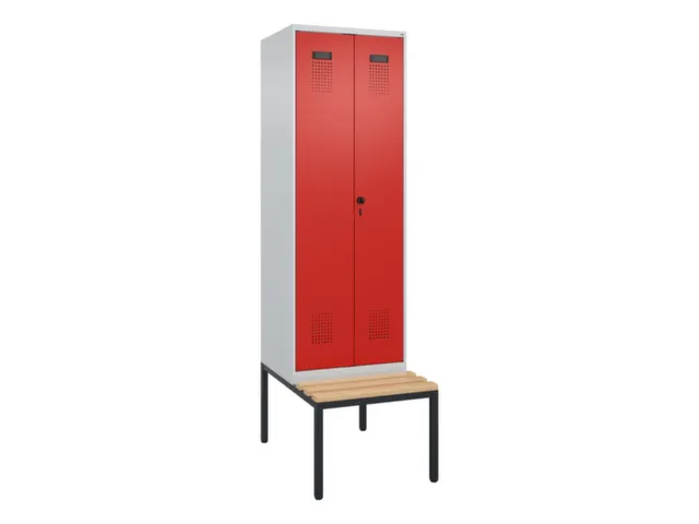 locker met bank,voor scheiding van kleding,HxBxD 2120x600x815mm,2vak