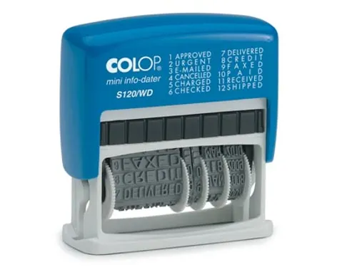 Woorddatumstempel Mini Info-Dater S120/WD Nederlands Rood Blauw