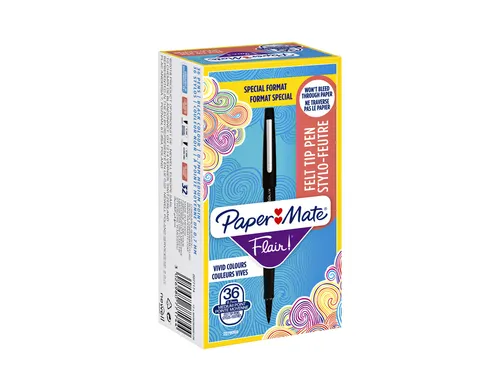 Fineliner Paper Mate Flair Original medium zwart valuepack à 36 stuks