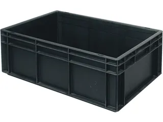 ESD-stapelbak,HxLxB 220x600x400mm,43l,PP,zwart,Wanden gesloten - 2