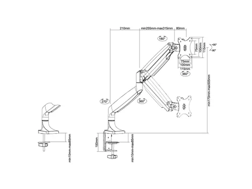 Newstar Monitorarm 1 Scherm 32 Inch Wit Gasveer