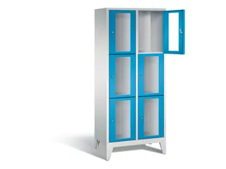 lockerkast 1850x810x500mm 2x3 vakken Cilinderslot Poten, RAL5012 - 1