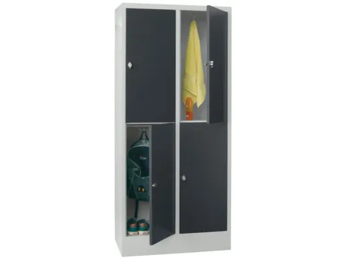 lockerkast,HxBxD 1850x800x500mm,2x2vakken,RAL7035,front RAL7016