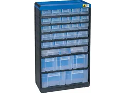 magazijnkast HxBxD 525x300x135mm 30laden behuizing zwart/blauw