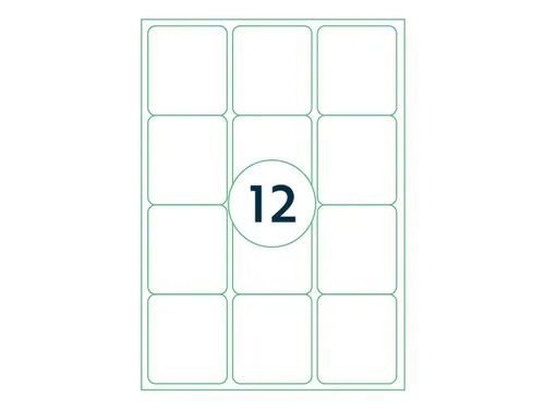 Etiketten Zelfklevend Wit 12 op A4 63.5x72mm 1000 Vel