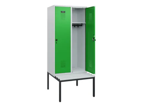 locker met bank,HxBxD 1950x800x815mm,2vak,vak B 400mm,draaigrendel