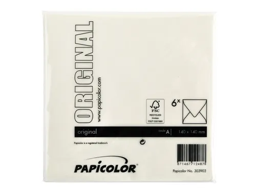 Envelop Papicolor 140x140mm Anjerwit gegomd pak à 6 stuks