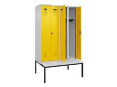 locker met bank,voor scheiding van kleding,HxBxD 2120x1200x815mm,4vak