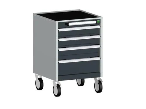 ladekast verrijdbaar 780x525x525mm 4laden RAL7035 front RAL7016
