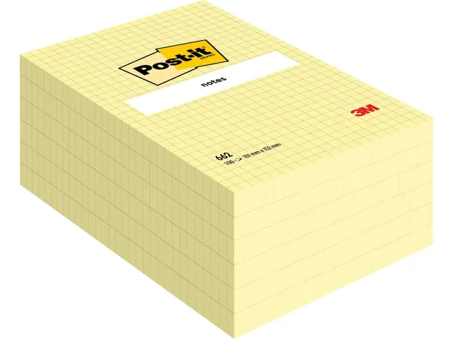 Memoblok Post-it 662 102x152mm ruit geel