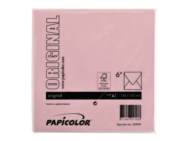 Envelop Papicolor 140x140mm Babyroze Gegomd