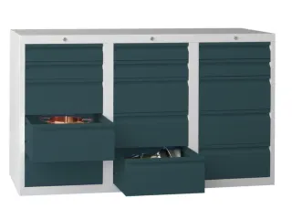ladekast HxBxD 900x1500x500mm 15laden RAL7035 front RAL7016 - 2