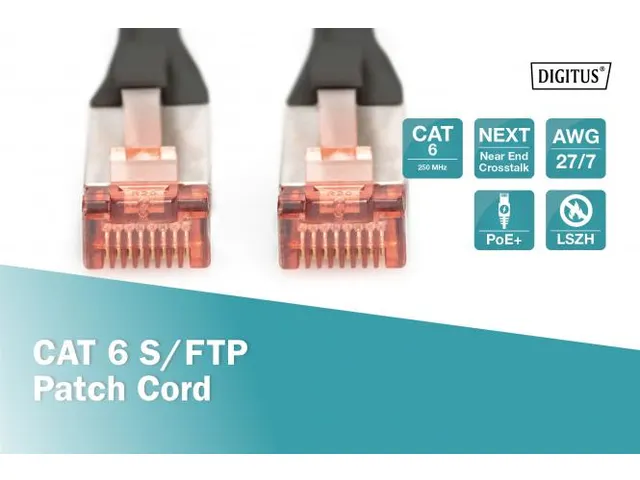CAT 6 S-FTP-patchkabel Cu LSZH AWG 27/7 Lengte 2m Zwart
