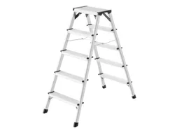 Dubbele Ladder,Beide Zijden,2X5Geribbelde Treden,Aluminium