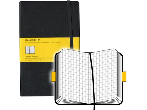 Notitieboek Moleskine large 130x210mm ruit 5x5mm hard cover zwart