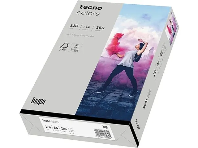Inapa Tecno colors Gekleurd papier A4 Grijs 120 gram 250vel