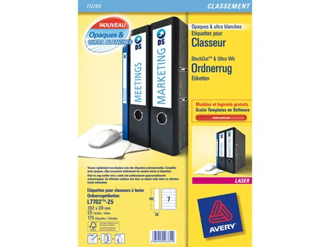 Etiquettes pour dos de classeur, laser+, larges