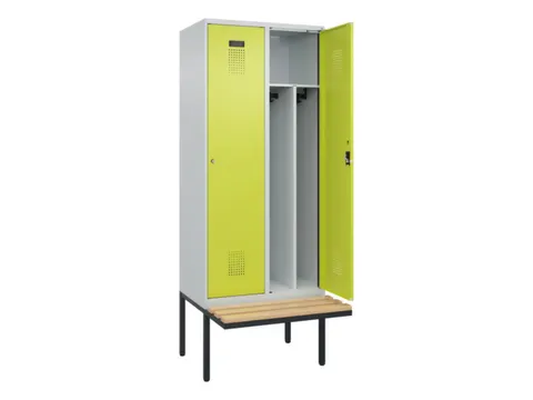 locker met bank,voor scheiding van kleding,HxBxD 2120x800x815mm,2vak