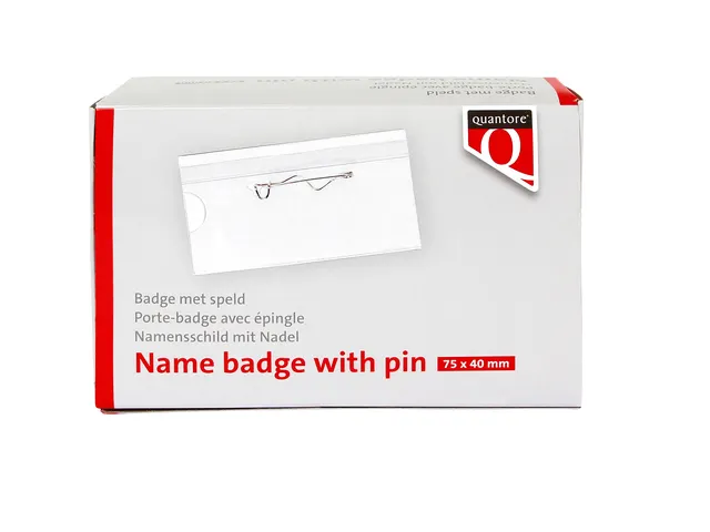 Badge Quantore met speld 40x75mm