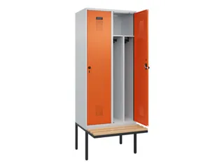 locker met bank,voor scheiding van kleding,HxBxD 2120x800x815mm,2vak - 1