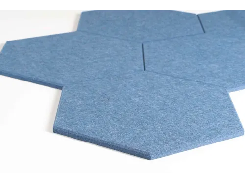 Akoestische PET-vilt Hexagon tegels blauw 30x26cm 22 stuks
