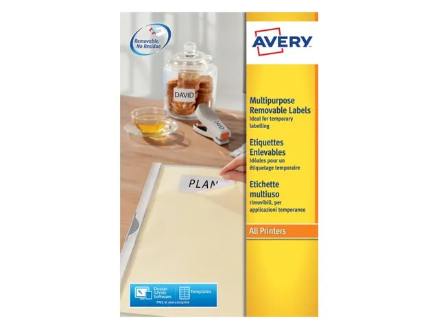 Etiket Avery L4735REV-25 210X297Mm A4 Afneembaar Wit 25 Stuks