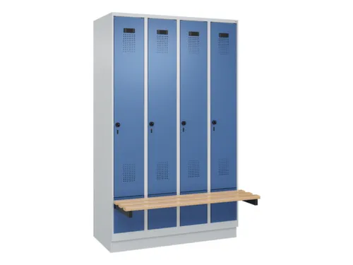 locker met bank,HxBxD 1950x1200x815mm,4vak,vak B 300mm,draaigrendel