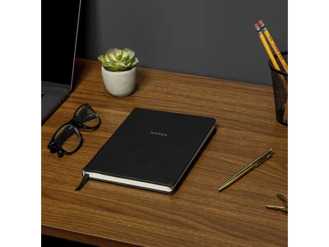Carnet de notes avec stylo et étui ligné noir 15x20cm