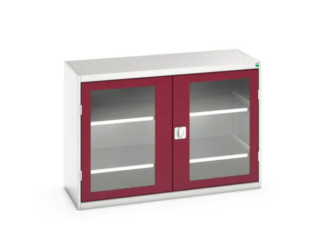 vitrinekast 900x1300x550mm 2xStalen bodem romp RAL7035 front RAL3004