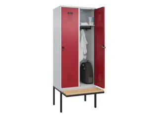locker met bank,HxBxD 2120x800x815mm,2vak,vak B 400mm,draaigrendel - 1