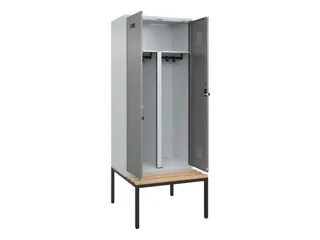 PBM-locker met bank,HxBxD 2120x800x815mm,2vak,vak B 400mm,draaigrendel - 1