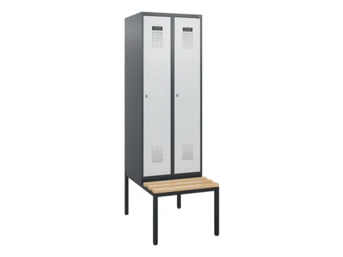 locker met bank,HxBxD 1950x600x815mm,2vak,vak B 300mm,cilinderslot