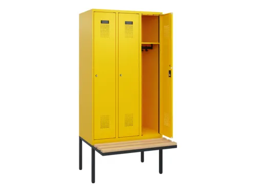 locker met bank,HxBxD 1950x900x815mm,3vak,vak B 300mm,cilinderslot