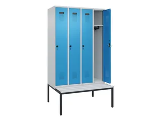 locker met bank,HxBxD 2120x1200x815mm,4vak,vak B 300mm,draaigrendel - 1