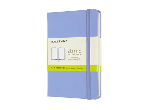 Notitieboek Moleskine pocket 90x140mm blanco hard cover hydrangea blue