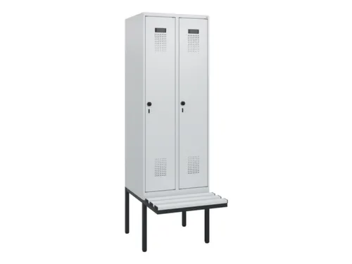 locker met bank,HxBxD 1950x600x815mm,2vak,vak B 300mm,draaigrendel