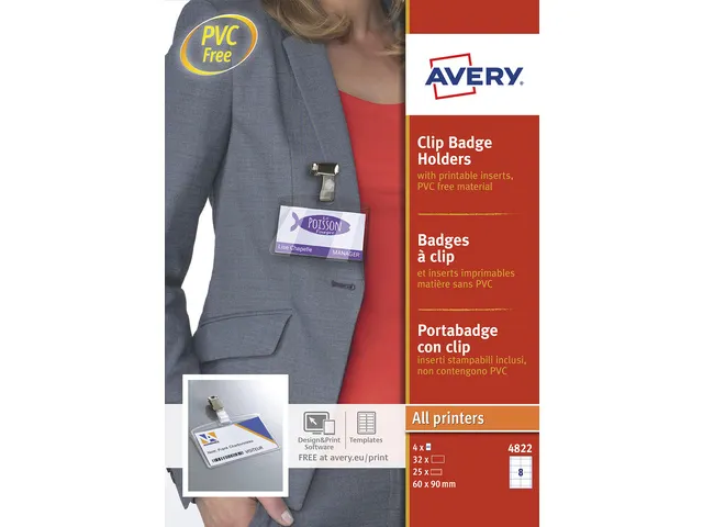 Badgehouder Avery met clip 25 stuks
