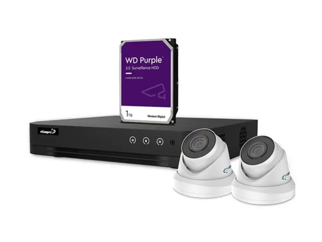 IP-Videobewakingsset - 4-Kanaals NVR-Recorder - 2 x Witte IP Dome-Came
