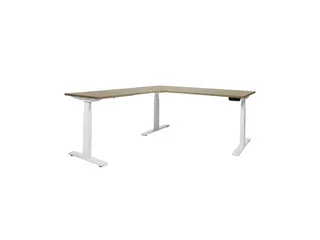 Elektrisch Hoekbureau Dextro Plus 160x200cm Frame Wit Havana Kersen - 1