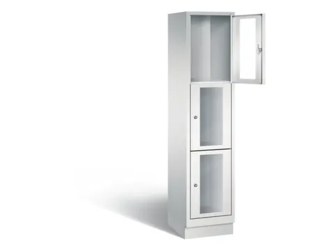 Lockerkast 1800x420x500mm 1x3 vakken Cilinderslot, Sokkel, RAL7035